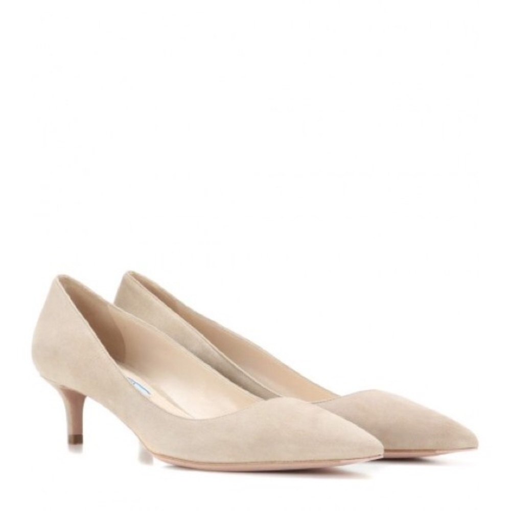 Prada Suede Kitten Heel Pumps Pointed Toe